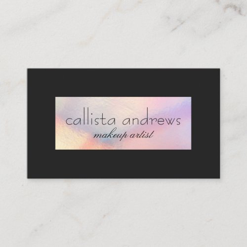 Modern Elegant Black Holographic Iridescent Border Business Card