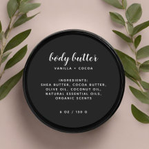 Modern elegant black ingredients list