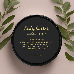 Modern elegant black ingredients list classic round sticker