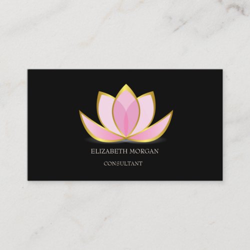 Modern Elegant Black Lotus Gold Business Card