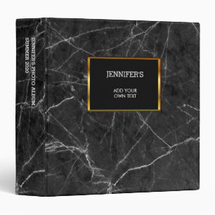 Modern elegant black marble personal 3 ring binder