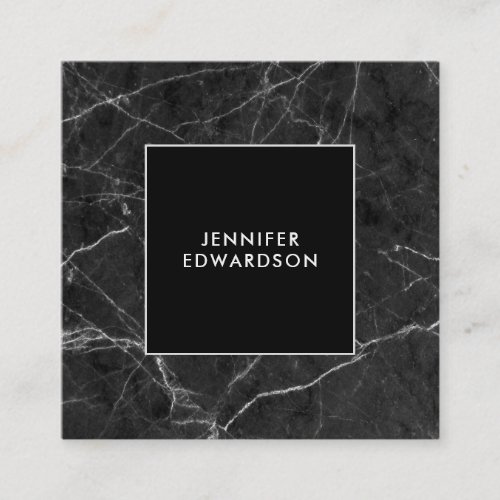 Modern elegant black marble professional square business card