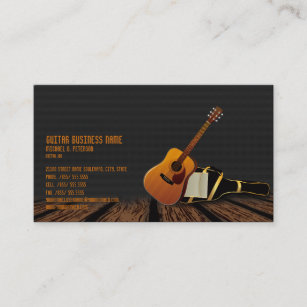 Modern Elegant Black Music Guitar Business  Card
