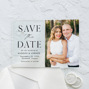 Modern Elegant Black Photo Save the Date