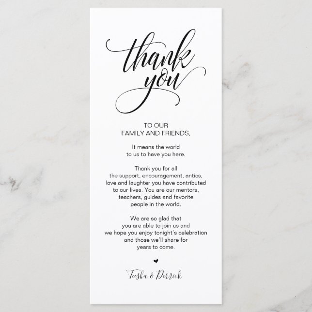 Modern Elegant, Black Place Setting Thank you Card (Front)