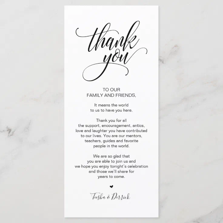 Modern Elegant, Black Place Setting Thank you Card | Zazzle