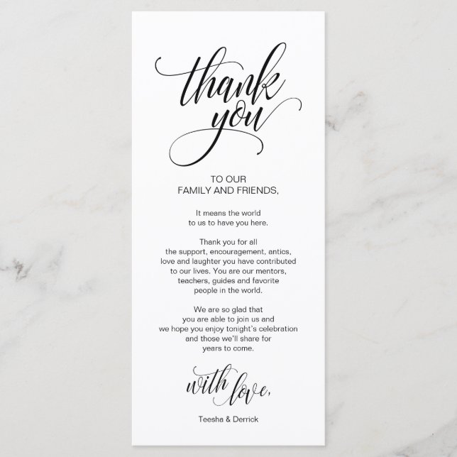 Modern Elegant, Black Place Setting Thank you Card (Front)