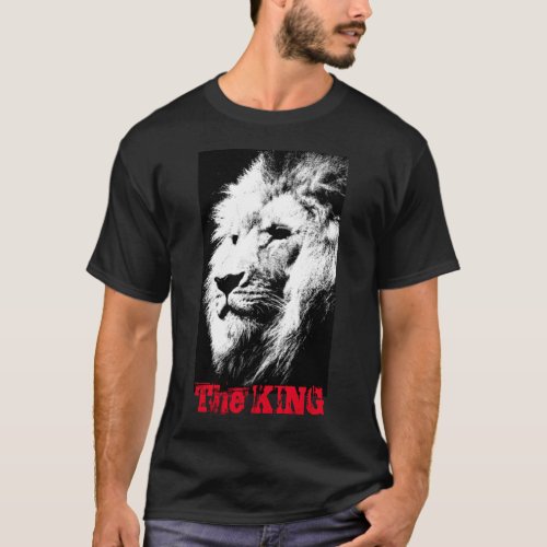 Modern Elegant Black Pop Art Lion Head Template T_Shirt