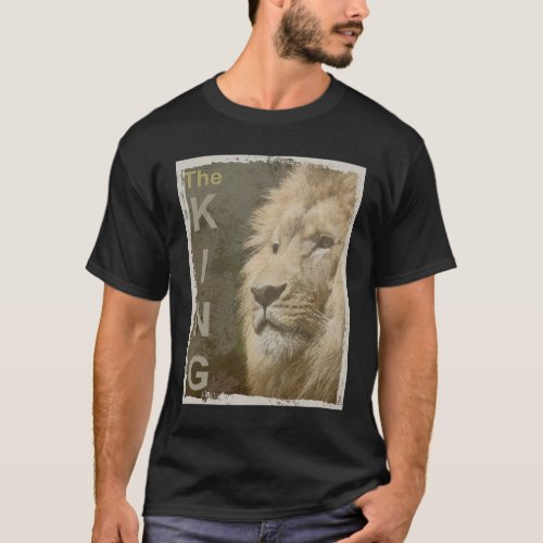 Modern Elegant Black Pop Art Lion Head Template T_Shirt