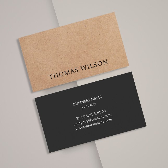 Modern Elegant Black PRINTED Kraft Paper Business Card (Creator Uploaded)