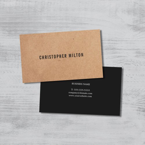 Modern Elegant Black PRINTED Kraft Paper Business Card