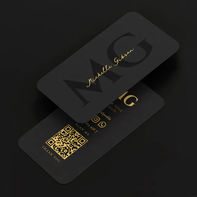 Modern Elegant Black Professional Monogram Business Card | Zazzle