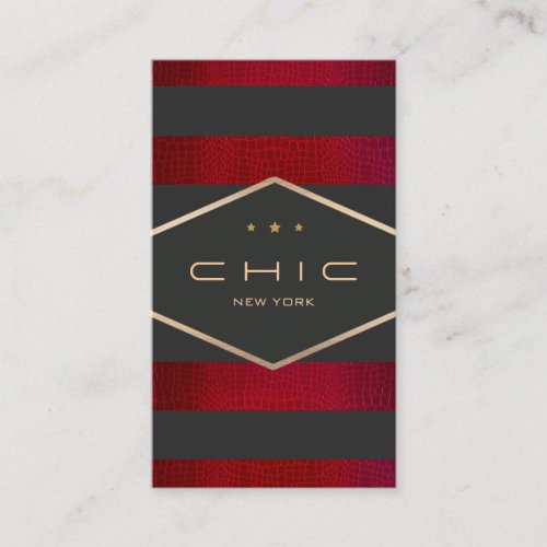 Modern Elegant Black, Red and Gold Striped Business Card Templates