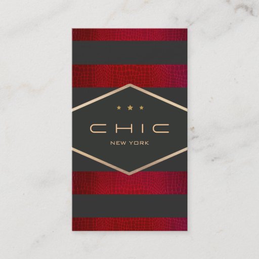 Customizable Modern Elegant Black, Red and Gold Striped Business Card Templates