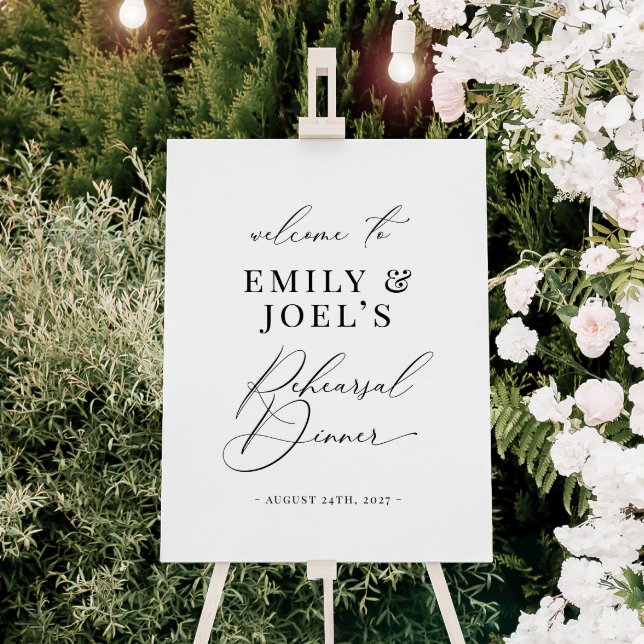 Modern Elegant Black Rehearsal Dinner Welcome Sign (Creator Uploaded)