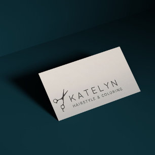 Modern Elegant Black Scissors Hair Stylist Business Card