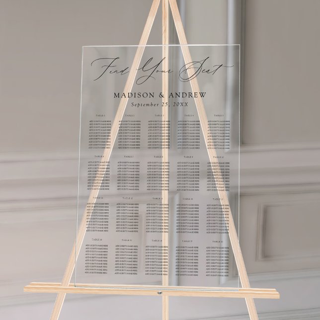 Modern Elegant Black Script 20 Table Seating Chart (Creator Uploaded)