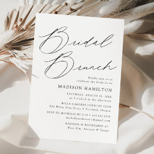 Modern Elegant Black Script Bridal Shower Brunch Invitation