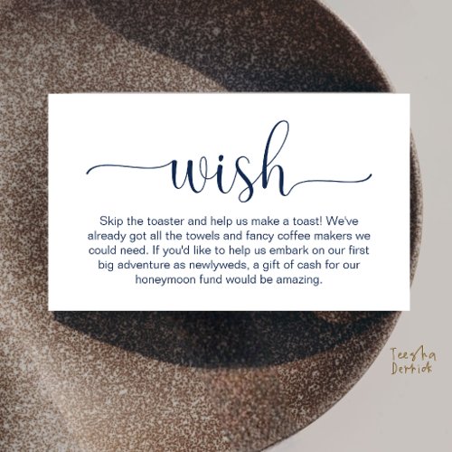 Modern Elegant Black Script Honeymoon Wish Fund Enclosure Card