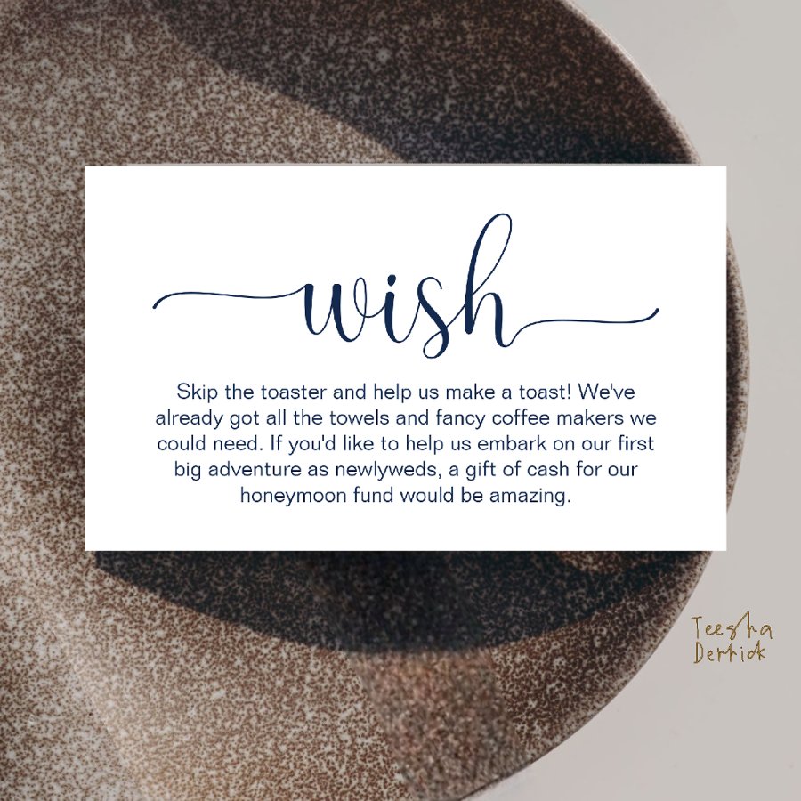 Modern Elegant Black Script Honeymoon Wish Fund Enclosure Card