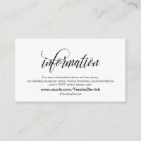 Modern Elegant, Black Script, Our Wedding Details
