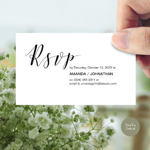 Modern Elegant, Black Script, Party RSVP Enclosure Card