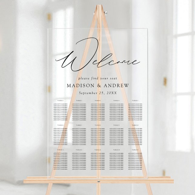 Modern Elegant Black Script Seating Chart (Creator Uploaded)