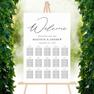 Modern Elegant Black Script Seating Chart Foam Board