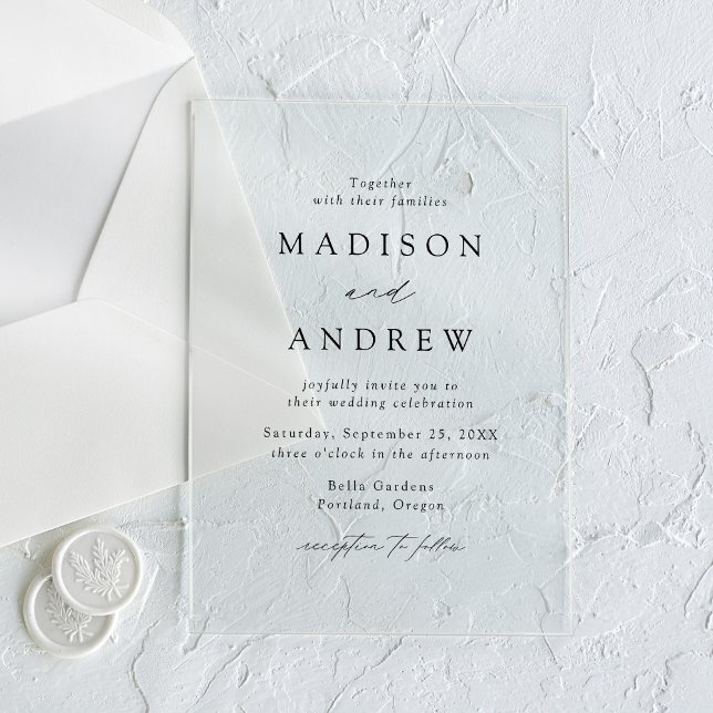 Modern Elegant Black Script Wedding Acrylic Invitations (Creator Uploaded)