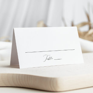 Modern Elegant Black Script Wedding Place Card