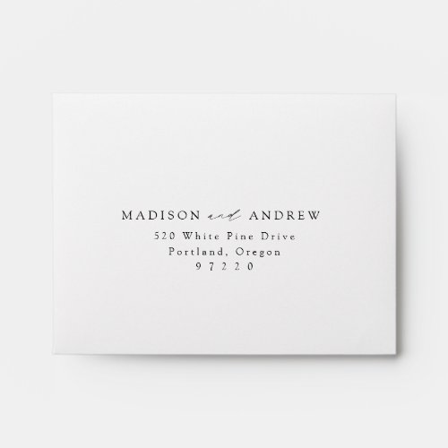 Modern Elegant Black Script Wedding RSVP Envelope
