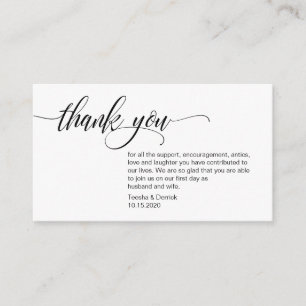 Modern Elegant, Black Script, Wedding Thank you Enclosure Card