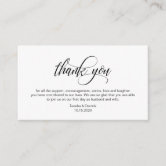 Modern Dark Grey Script, Wedding Thank you Enclosure Card