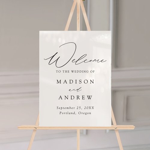 Modern Elegant Black Script Wedding Welcome Acrylic Sign