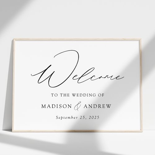 Modern Elegant Black Script Wedding Welcome Poster