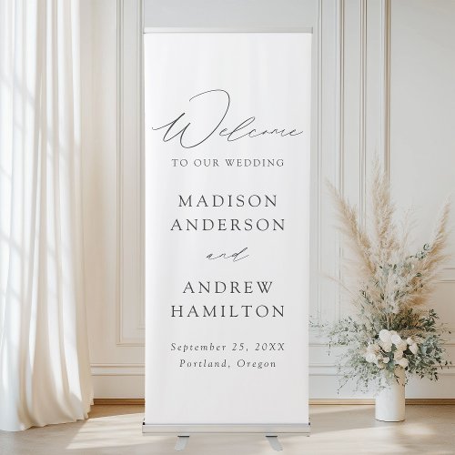 Modern Elegant Black Script Wedding Welcome Retractable Banner