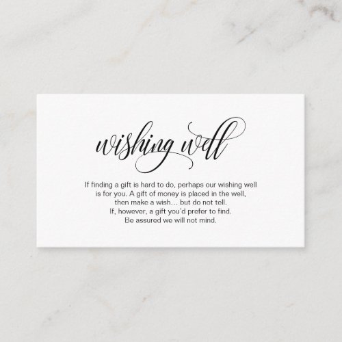 Modern Elegant Black Script Wedding Wishing Well Enclosure Card