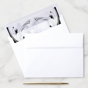 Modern Elegant Black Silhouette on White Marble Envelope Liner