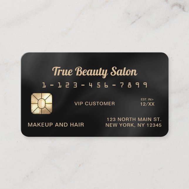 Modern Elegant Black Silk Credit Card (Front)