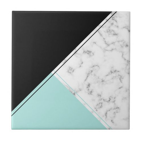 Modern elegant black turquoise marble ceramic tile