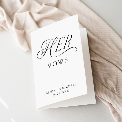 Modern Elegant Black Typography Her Wedding Vows Card