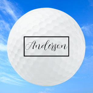 Modern Elegant Black Typography Monogram on Golf Balls