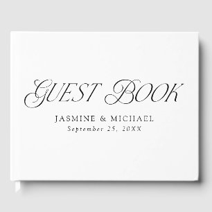 Modern Elegant Black Typography Wedding Guest Book
