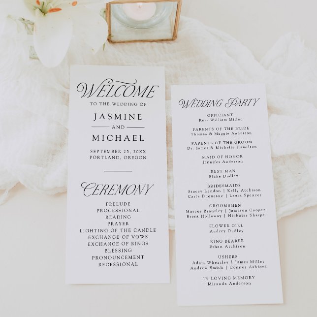 Modern Elegant Black Typography Wedding Program (Creator Uploaded)