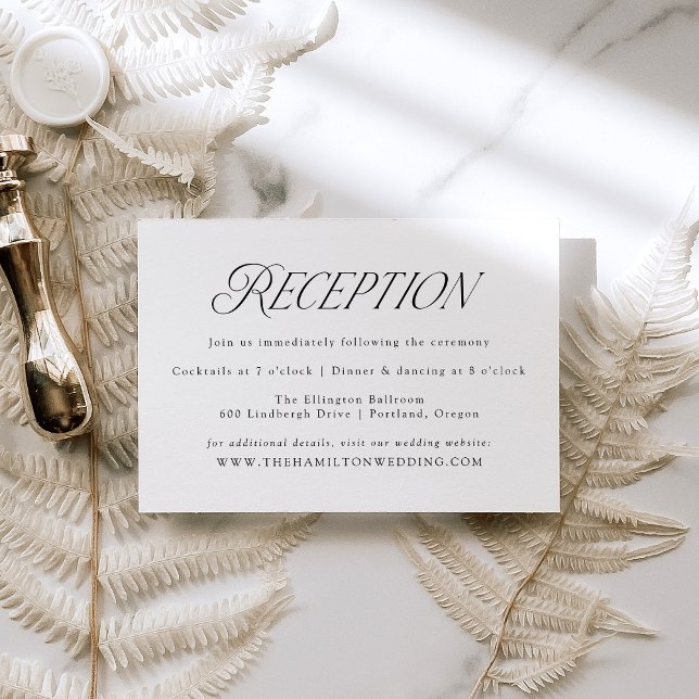 Modern Elegant Black Typography Wedding Reception Enclosure Card (Creator Uploaded)