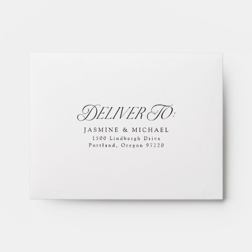 Modern Elegant Black Typography Wedding RSVP Envelope