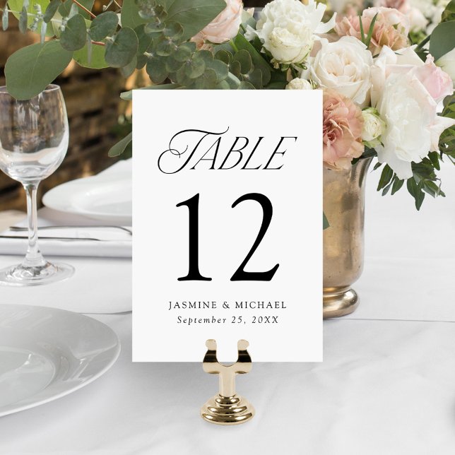 Modern Elegant Black Typography Wedding Table Number (Creator Uploaded)