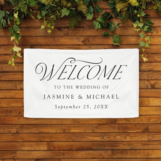 Modern Elegant Black Typography Wedding Welcome Banner (Creator Uploaded)