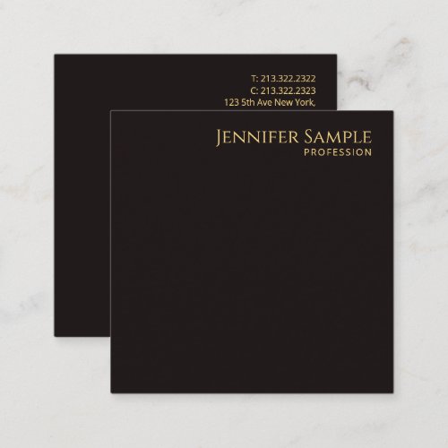 Modern Elegant Black Velvet Custom Professional Square Business Card