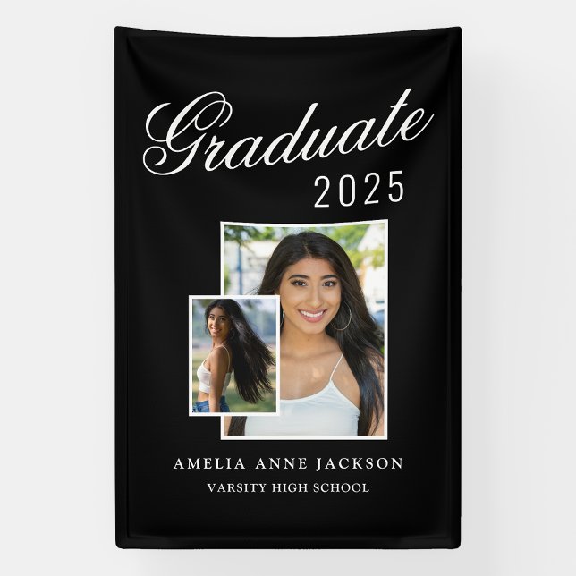 Modern Elegant Black & White 2025 Graduate Photo  Banner (Creator Uploaded)
